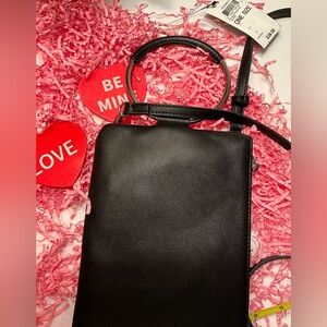 INC INTERNATIONAL CONCEPT Black Leather Bag Crossbody or Cute Handle